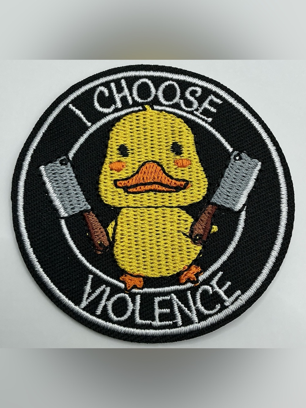 EMBROIDERED IRON OR SEW ON PATCH CHICK I CHOOSE VIOLENCE